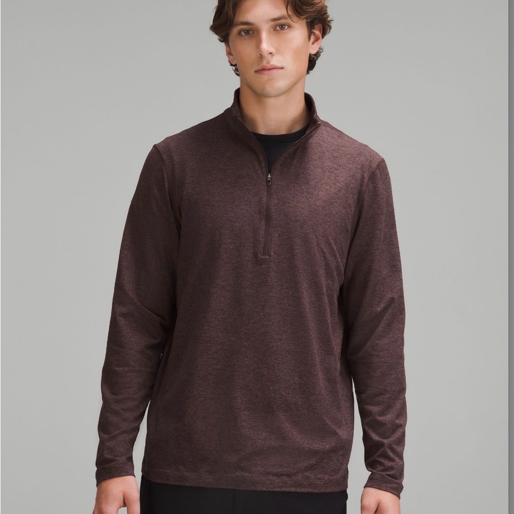 Lululemon Soft Jersey Half Zip - heathered burgundy, medium